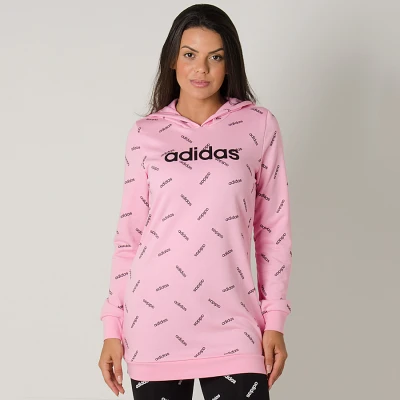 BLUSÃO ADIDAS W AOP HDY FEMININO - Rosa/preto BLUSÃO ADIDAS W AOP HDY FEMININO - Rosa/preto
