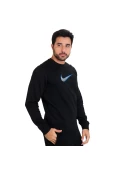 BLUSÃO CLUB FLEECE SWOOSH PLUS CREW 727743 - Preto/azul BLUSÃO CLUB FLEECE SWOOSH PLUS CREW 727743 - Preto/azul