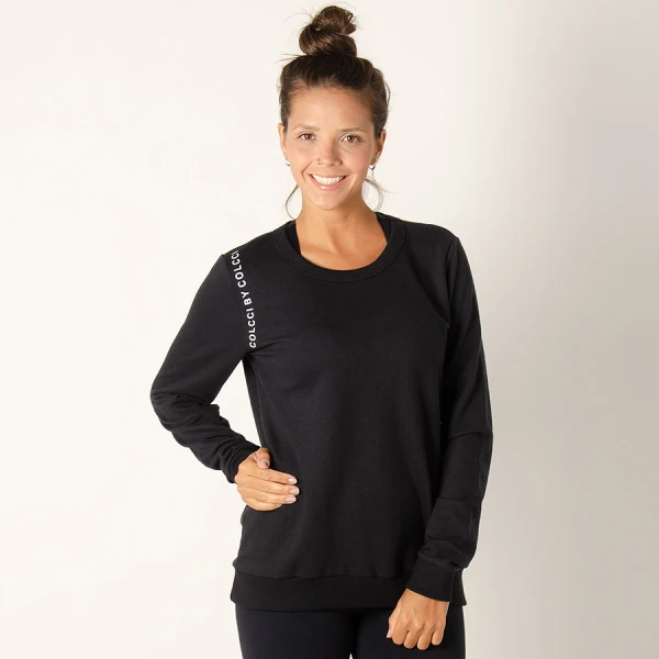 BLUSÃO COLCCI MOLETOM FEMININO - Preto BLUSÃO COLCCI MOLETOM FEMININO - Preto