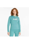 BLUSÃO DE MOLETOM PUMA ESSENTIALS LOGO FL FEMININO - Azul/branco