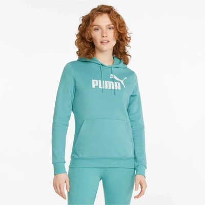 BLUSÃO DE MOLETOM PUMA ESSENTIALS LOGO FL FEMININO - Azul/branco