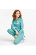 BLUSÃO DE MOLETOM PUMA ESSENTIALS LOGO FL FEMININO - Azul/branco