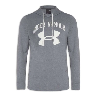 BLUSÃO DE TREINO MOLETOM UNDER ARMOUR RIVAL TERRY BIG LOGO MASCULINO - Cinza