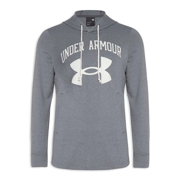 BLUSÃO DE TREINO MOLETOM UNDER ARMOUR RIVAL TERRY BIG LOGO MASCULINO - Cinza
