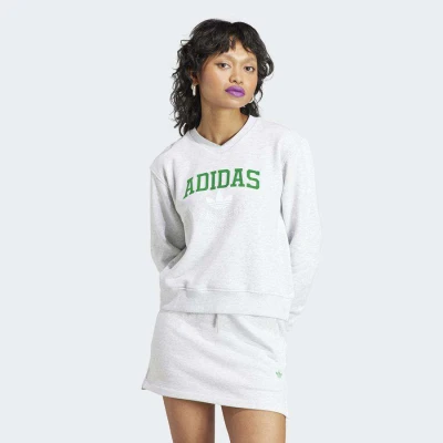 BLUSÃO MOLETINHO ADIDAS ESTAMPADO COLLEGE FEMININO - Cinza BLUSÃO MOLETINHO ADIDAS ESTAMPADO COLLEGE FEMININO - Cinza