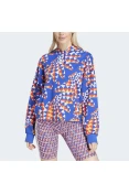 BLUSÃO MOLETOM ADIDAS CAPUZ ADIDAS X FARM RIO FEMININO - Azul/laranja