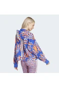 BLUSÃO MOLETOM ADIDAS CAPUZ ADIDAS X FARM RIO FEMININO - Azul/laranja