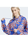 BLUSÃO MOLETOM ADIDAS CAPUZ ADIDAS X FARM RIO FEMININO - Azul/laranja