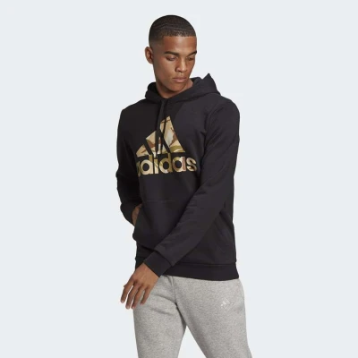 BLUSÃO MOLETOM ADIDAS CAPUZ ESSENTIALS CAMOUFLAGE MASCULINO - Preto/verde