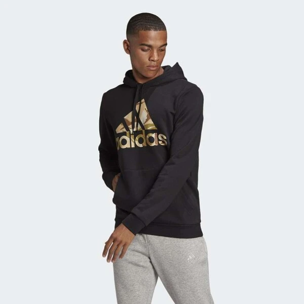 BLUSÃO MOLETOM ADIDAS CAPUZ ESSENTIALS CAMOUFLAGE MASCULINO - Preto/verde