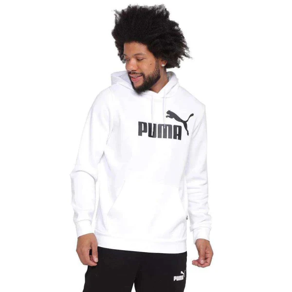 BLUSÃO MOLETOM PUMA COM CAPUZ ESSENTIALS BIG LOGO MASCULINO - Branco BLUSÃO MOLETOM PUMA COM CAPUZ ESSENTIALS BIG LOGO MASCULINO - Branco