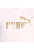 BLUSÃO MOLETOM PUMA ESSENTIALS CREW NECK METALLIC LOGO FEMININO - Branco/dourado