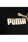 BLUSÃO MOLETOM PUMA ESSENTIALS CREW NECK METALLIC LOGO FEMININO - Preto/dourado