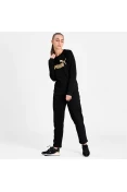 BLUSÃO MOLETOM PUMA ESSENTIALS CREW NECK METALLIC LOGO FEMININO - Preto/dourado