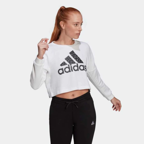 BLUSÃO MOLETON ADIDAS ESTAMPA LEOPARDO FEMININO - Branco BLUSÃO MOLETON ADIDAS ESTAMPA LEOPARDO FEMININO - Branco