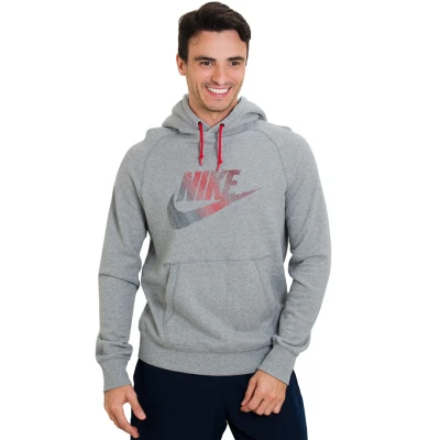 BLUSÃO NIKE AW77 FRENCH TERRY FUTURA MASCULINO - Cinza/vermelho BLUSÃO NIKE AW77 FRENCH TERRY FUTURA MASCULINO - Cinza/vermelho