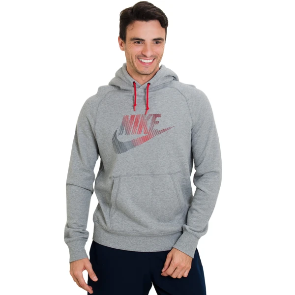 BLUSÃO NIKE AW77 FRENCH TERRY FUTURA MASCULINO - Cinza/vermelho BLUSÃO NIKE AW77 FRENCH TERRY FUTURA MASCULINO - Cinza/vermelho