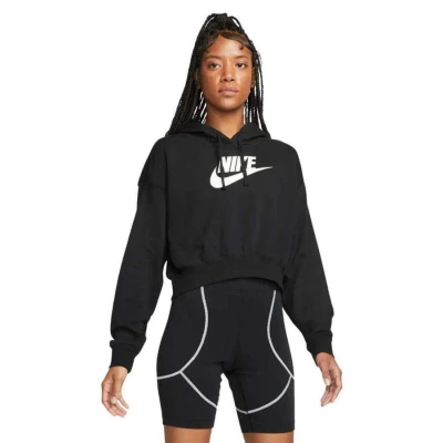 BLUSÃO NIKE CLUB FLEECE CROP FEMININO - Preto BLUSÃO NIKE CLUB FLEECE CROP FEMININO - Preto