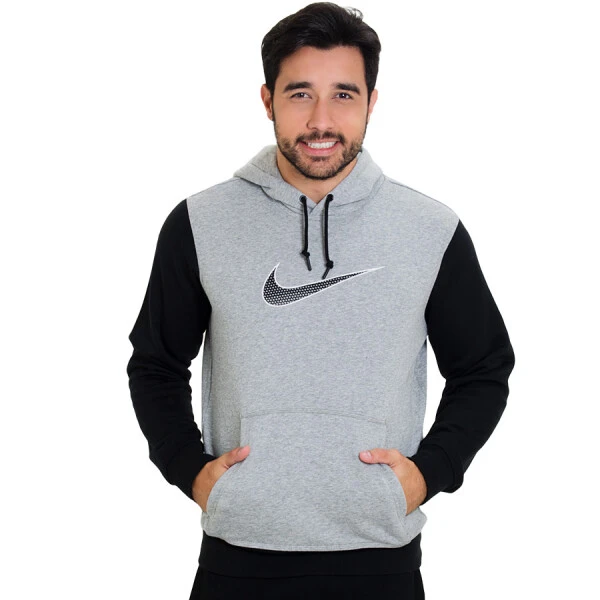 BLUSÃO NIKE CLUB FLEECE SWOOSH PLUS CREW 727755 - Cinza/preto BLUSÃO NIKE CLUB FLEECE SWOOSH PLUS CREW 727755 - Cinza/preto