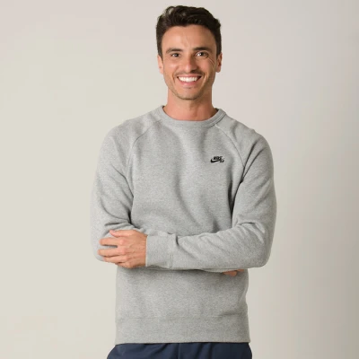 BLUSÃO NIKE SB ICON CREW FLEECE MASCULINO - Cinza