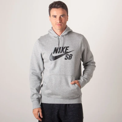 BLUSÃO NIKE SB ICON HOODIE PO MASCULINO - Cinza BLUSÃO NIKE SB ICON HOODIE PO MASCULINO - Cinza