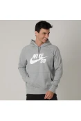 BLUSÃO NIKE SB ICON PULLOVER HOODIE MASCULINO - Cinza/branco
