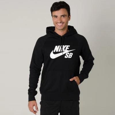 BLUSÃO NIKE SB ICON PULLOVER HOODIE MASCULINO - Preto/branco BLUSÃO NIKE SB ICON PULLOVER HOODIE MASCULINO - Preto/branco