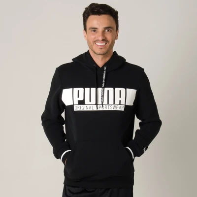 BLUSÃO PUMA ATHLETICS HOODY MASCULINO - Preto BLUSÃO PUMA ATHLETICS HOODY MASCULINO - Preto