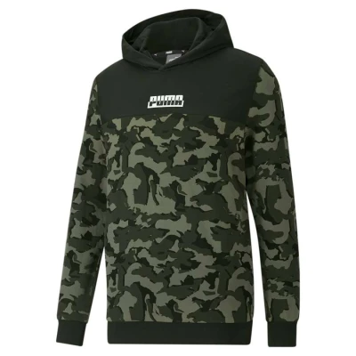 BLUSÃO PUMA CORE CAMO AOP HOODIE MASCULINO - Verde/preto