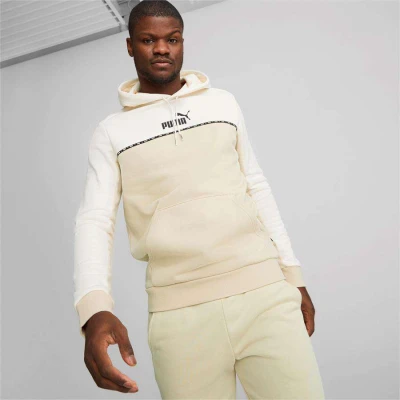 BLUSÃO PUMA ESS BLOCK X TAPE HOODIE FL MASCULINO - Bege/marrom BLUSÃO PUMA ESS BLOCK X TAPE HOODIE FL MASCULINO - Bege/marrom