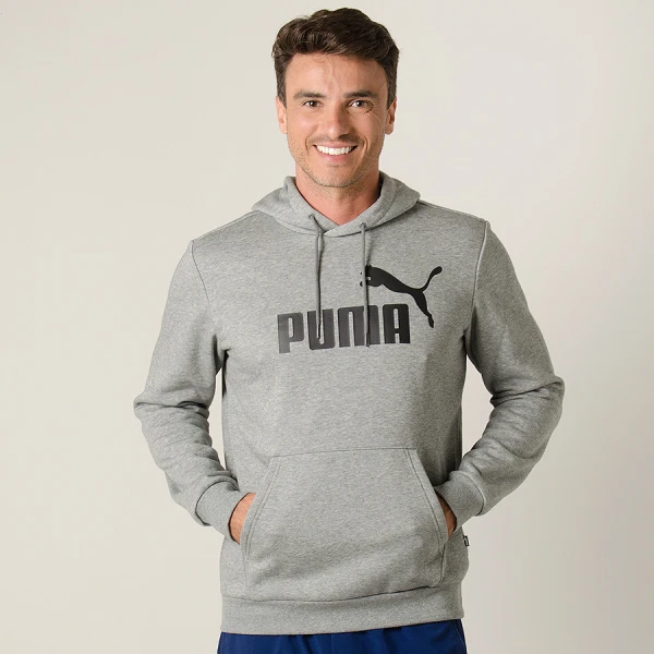 BLUSÃO PUMA ESS HOODY FL BIG LOGO MASCULINO - Cinza