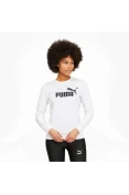 BLUSÃO PUMA ESSENTIALS LOGO CREW FEMININO - Branco