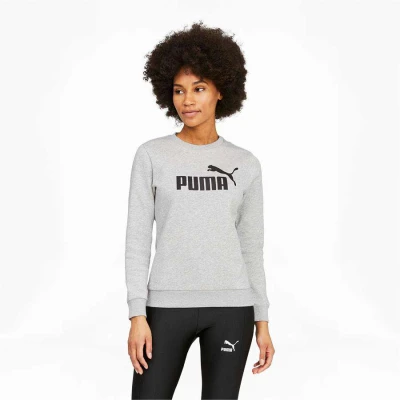 BLUSÃO PUMA ESSENTIALS LOGO CREW FEMININO - Cinza