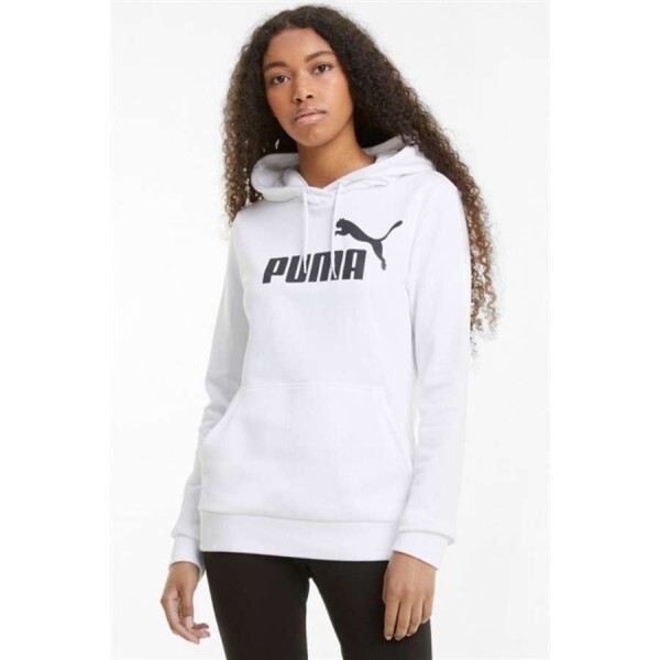 BLUSÃO PUMA ESSENTIALS LOGO HODDIE FEMININO - Branco/preto