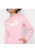 BLUSÃO PUMA ESSENTIALS LOGO HODDIE FEMININO - Rosa/branco