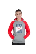 BLUSÃO PUMA FUN IND GRAPHIC HOODED SWEAT INFANTIL - Cinza/vermelho