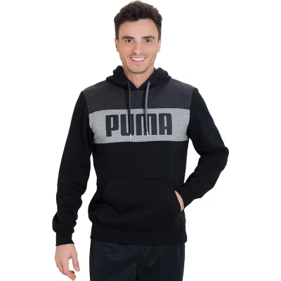 BLUSÃO PUMA POWER BLOCK HOODY FL MASCULINO - Preto/cinza BLUSÃO PUMA POWER BLOCK HOODY FL MASCULINO - Preto/cinza