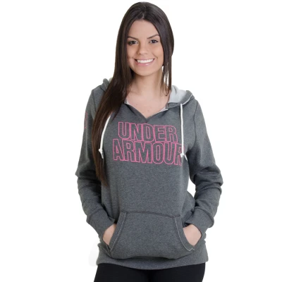 BLUSÃO UNDER ARMOUR FAVORITE FLEECE WORDMARK FEMININO - Grafite/pink BLUSÃO UNDER ARMOUR FAVORITE FLEECE WORDMARK FEMININO - Grafite/pink