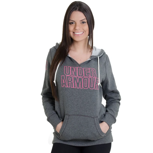 BLUSÃO UNDER ARMOUR FAVORITE FLEECE WORDMARK FEMININO - Grafite/pink BLUSÃO UNDER ARMOUR FAVORITE FLEECE WORDMARK FEMININO - Grafite/pink