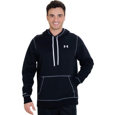BLUSÃO UNDER ARMOUR STORM COTTON PULLOVER MASCULINO - Preto/branco BLUSÃO UNDER ARMOUR STORM COTTON PULLOVER MASCULINO - Preto/branco