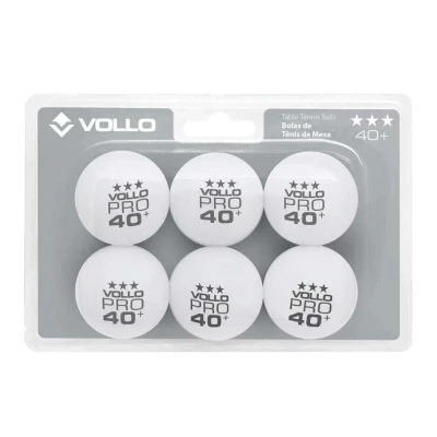 BOLA DE TÊNIS DE MESA BRANCA 3 ESTRELAS 6 UNIDADES VOLLO - Branco