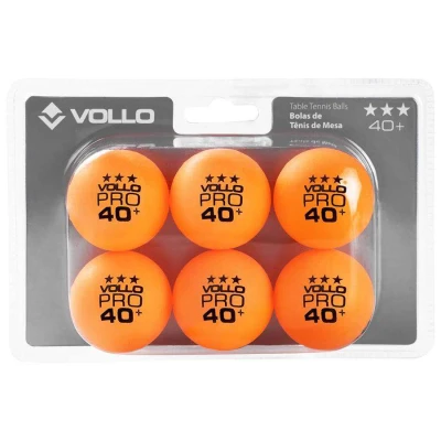 BOLA DE TÊNIS DE MESA BRANCA 3 ESTRELAS 6 UNIDADES VOLLO - Laranja