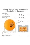 BOLA DE TÊNIS DE MESA BRANCA 3 ESTRELAS 6 UNIDADES VOLLO - Laranja