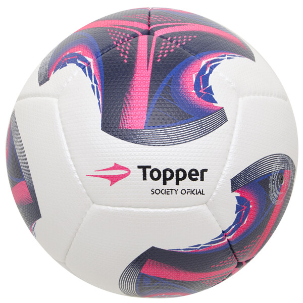 BOLA TOPPER V12 SOCIETY - Branco/rosa