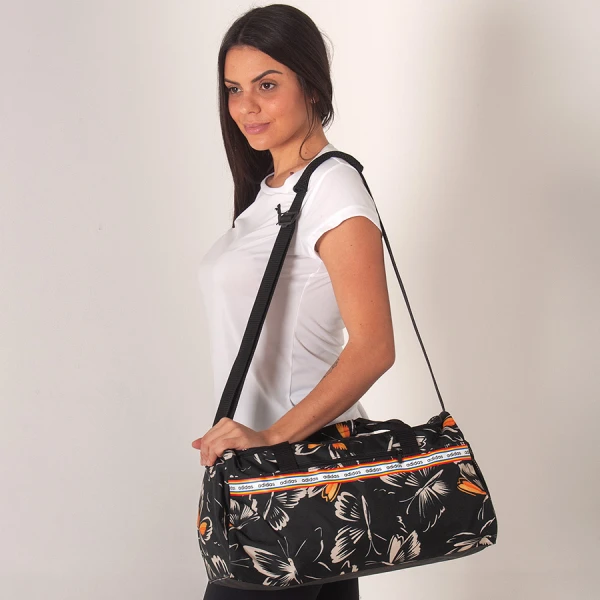 BOLSA ADIDAS DUFFEL FARM RIO LINEAR PEQUENA - Preto/bege