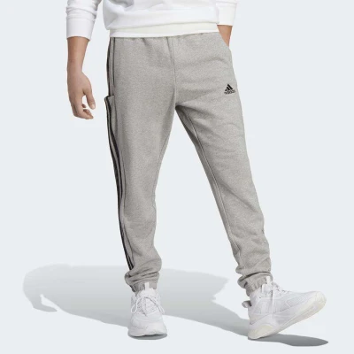 CALÇA ADIDAS ESSENTIALS 3 LISTRAS MASCULINA - Cinza/preto