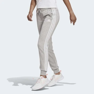 CALÇA ADIDAS ESSENTIALS FRENCH TERRY 3-STRIPES FEMININA - Cinza/branco CALÇA ADIDAS ESSENTIALS FRENCH TERRY 3-STRIPES FEMININA - Cinza/branco