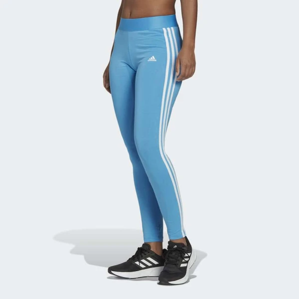 CALÇA ADIDAS LEGGIN ESSENTIALS G ALGODÃO 3-STRIPES FEMININA - Azul
