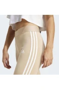 CALÇA ADIDAS LEGGIN ESSENTIALS G ALGODÃO 3-STRIPES FEMININA - Bege/branco