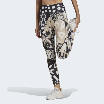 CALÇA ADIDAS LEGGING FARM FB TIG FEMININA - Preto/bege
